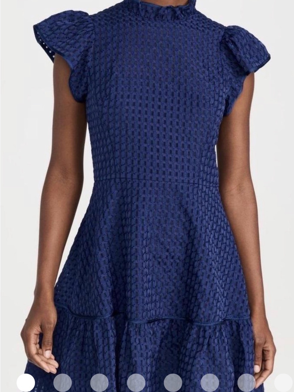 NICHOLAS Navy Textured Fit-and-Flare Mini Dress